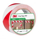 3M Waarschuwingsmarkeringtape 767 rood/wit 50mm x 33m